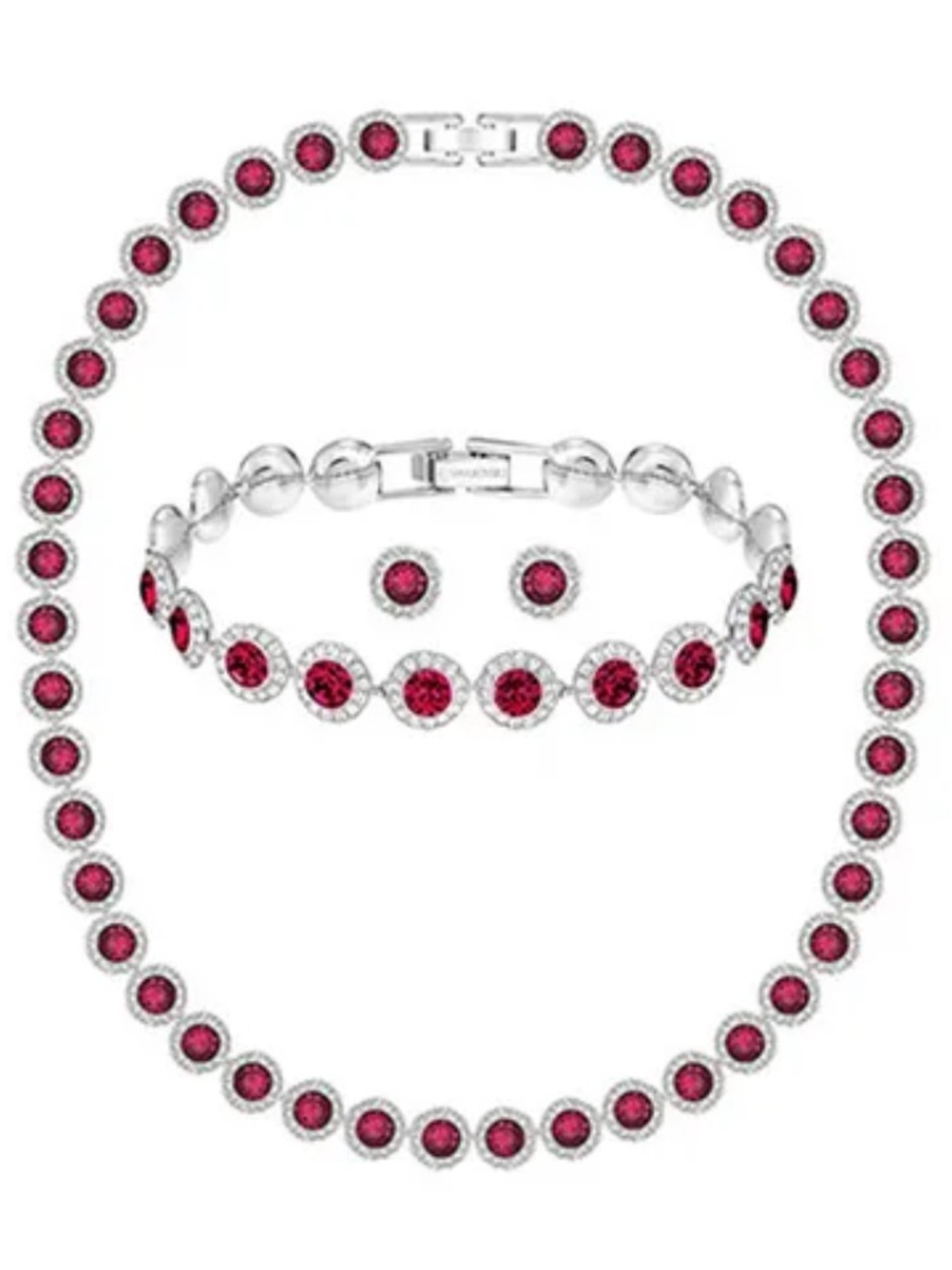 Swarovski Angelic Collection Red and Clear Crystal Bracelet in Silver Setting